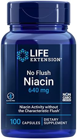 Life Extension No Flush Niacin, B3 for Heart Health, Cholesterol & Energy Support, Non-GMO, Gluten-Free, 100 Capsules (Капсулы) Life Extension