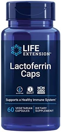 Life Extension Lactoferrin Caps, Healthy Immune Response, GI Support, Vision Health, Gluten-Free, Non-GMO, 1-Daily, Vegetarian, 60 Capsules (Капсулы) Life Extension