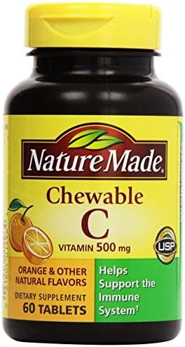 Nature Made Vitamin C 500 mg Chewable Tablets (Жевательные таблетки), Orange 60 ea (Pack of 4) Nature Made