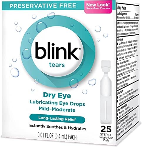 blink Tears Lubricating Eye Drops (Капли) Mild-Moderate Dry Eye 25 Each,0.01 Fl Oz (Pack of 25) Bausch + Lomb