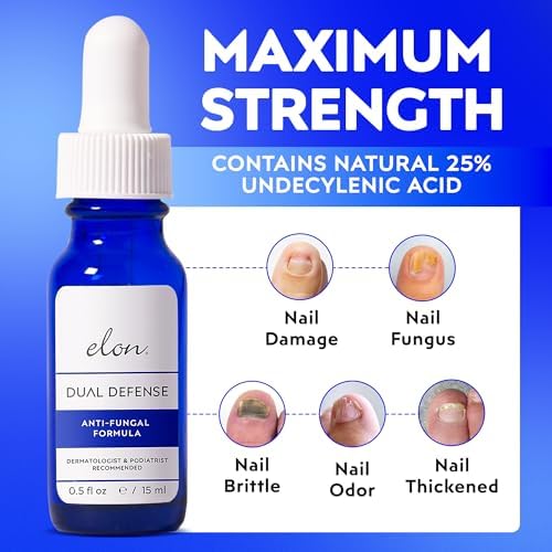 Elon Dual Defense Anti-Fungal Formula | 25% Undecylenic Acid | Treat & Eliminate Nail Fungus | Dermatologist & Podiatrist Recommended Elon