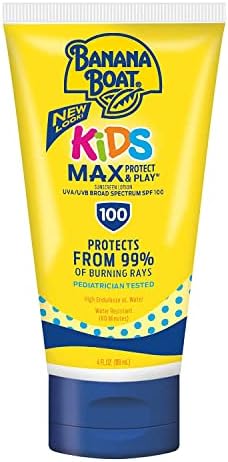 Banana Boat SPF#100 Kids Max Protect & Play Lotion 4 Ounce (Pack of 3) Banana Boat