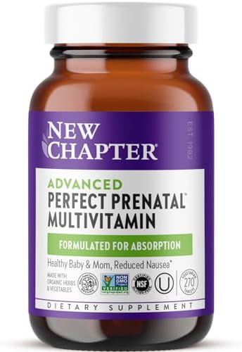 New Chapter Advanced Perfect Prenatal Vitamins, 96ct, Made with Organic, Non-GMO Ingredients for Healthy Baby & Mom - Folate (Methylfolate), Whole-Food Fermented Iron, Vitamin D3 + Ginger New Chapter