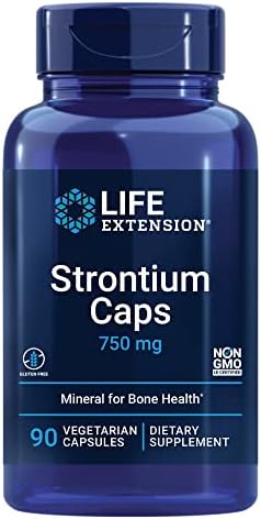 Life Extension Strontium Caps, Trace Mineral for Advanced Bone Health Support, Gluten Free, Non-GMO, Vegetarian, 90 Capsules (Капсулы) Life Extension