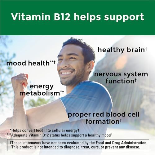 Nature Made Vitamin B12 500 mcg, Dietary Supplement for Energy Metabolism Support, 100 Tablets (Таблетки), 100 Day Supply Nature Made