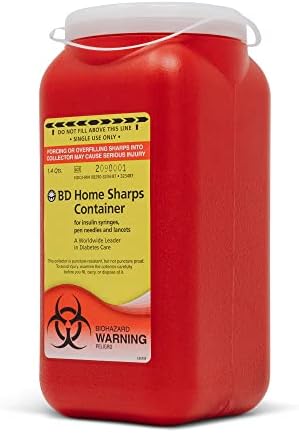 BD Medical 323487 Home Sharps Container, 1.4 Quart, Safe Disposal of Needles and Sharps, Pack of 12 Bd