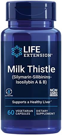 Life Extension Milk Thistle, silymarin, silibinins, isosilybin A & B, Delivers Full-Spectrum Milk Thistle Benefits for Liver Health, Non-GMO, Gluten-Free, Vegetarian, 60 Capsules Life Extension