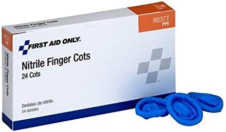 PhysiciansCare 90377 Nitrile Latex Free Finger Cots, Large (Box of 24) First Aid Only