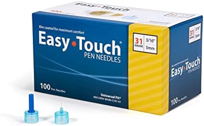 Easy Touch Insulin Pen Needles 31G, 3/16-Inch (5mm), Box of 100 Easy Touch