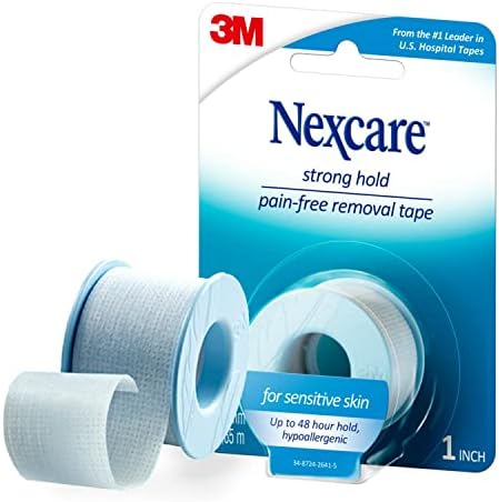 Nexcare Strong Hold Pain-Free Removal Tape, Silicone Adhesive, Secures Dressing and Lifts Away Cleanly - 1 In x 4 Yds, 1 Roll of Tape Nexcare