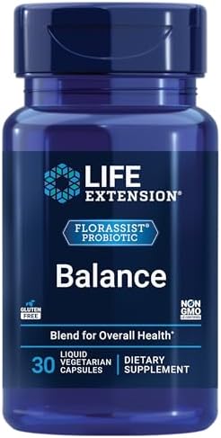 FLORASSIST Balance Пробиотики - 7 штаммов, 15 миллиардов КОЕ - Поддержка пищеварения, 30 капсул Life Extension