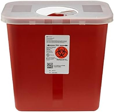 Kendall Multi-Purpose Sharps Containers 2 Gallon 10"h X 7.25"d X 10.5"w Red Container W/Rotor Lid - Model 8970 - Each Kendall/Covidien