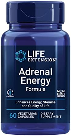 Life Extension Adrenal Energy Formula, Help inhibit The Effects of Stress, holy Basil, cordyceps, bacopa and ashwagandha, Gluten Free, Non-GMO, Vegetarian, 60 Capsules (Капсулы) Life Extension