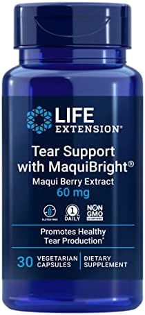 Life Extension Tear Support with MaquiBright 60mg - Maqui Berry Extract Eye Health Supplement For Dry Eyes - Tear Production Formula - Non-GMO, Gluten-Free, Vegetarian - 30 Capsules (Капсулы) Life Extension