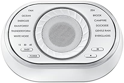 Homedics SoundSleep Ultra-Portable Rechargeable Sound Machine, Small Travel White Noise Sound Machine with 12 Relaxing Nature Sounds, Portable Sound Therapy for Home, Office, Nursery, Auto-Off Timer Homedics