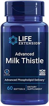 Life Extension Advanced Milk Thistle, silymarin, silybin, phospholipids, promotes healthy liver function, gluten-free, non-GMO, 60 softgels Life Extension