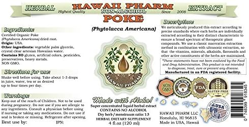 Hawaii Pharm Poke Alcohol-FREE Liquid Extract (Жидкий экстракт), Organic Poke (Phytolacca americana) Dried Root Glycerite Natural Herbal Supplement, USA 2 fl.oz (Унции) Hawaii Pharm