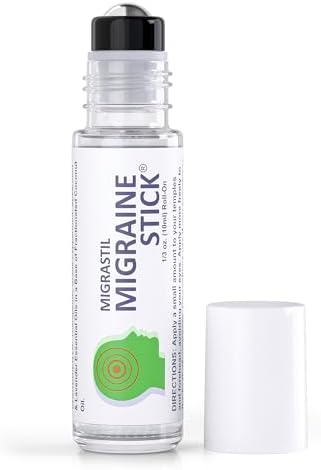 Migrastil Migraine Stick Rollon - Fast Cooling Comfort for Your Head. Aromatherapy with Peppermint & Other Essential Oils. Metal Roller. Made in USA by Basic Vigor Basic Vigor