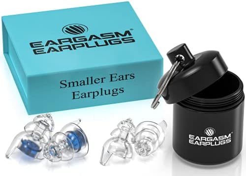 Eargasm Smaller Ears Earplugs - Blue High Fidelity Filtered Noise Reducing Reusable Ear-Plugs for Kids, Women, Men - Hearing Protection for Live Concerts, Motorcycles, Festivals, Sporting Events Eargasm