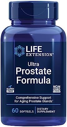 Life Extension Ultra Prostate Formula, saw palmetto for men, pygeum, stinging nettle root, lycopene, 11 nutrients for prostate function, non-GMO, gluten-free, 60 softgels Life Extension