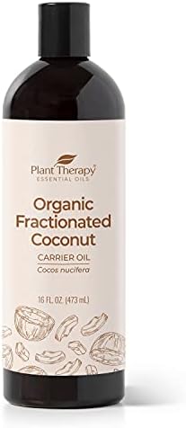 Plant Therapy Organic Fractionated Coconut Oil for Skin, Hair, Body 100% Pure, USDA Certified Organic, Natural Moisturizer, Massage & Aromatherapy Liquid Carrier Oil 16 oz Plant Therapy