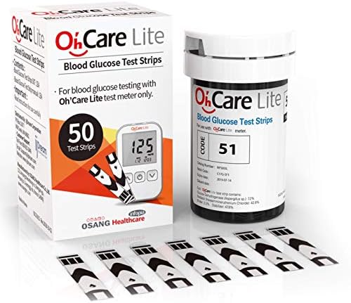 Oh?Care Lite Blood Glucose Test Strips (50pcs) - Diabetic Test Strips Calibrated for Oh?Care Lite Blood Sugar Testing Monitor/Glucometer - Affordable Diabetic Supplies by ijCare (1) Oh'Care Lite