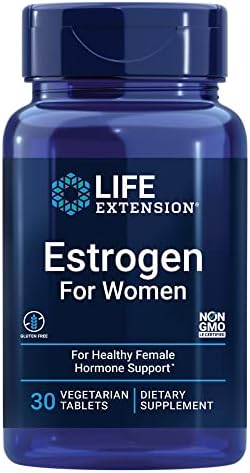 Life Extension Estrogen for Women, Norway Spruce lignans, Broccoli, Licorice, Dong quai, Calcium, chasteberry Extract, hot Flashes, Night Sweats, Gluten-Free, Non-GMO, Vegetarian, 30 Tablets (Таблетки) Life Extension