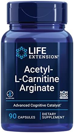 Life Extension Acetyl-L-Carnitine Arginate - Advanced Amino Acid Carnitine Supplement for Memory, Cognition, Cell Energy & Brain Health Support – Gluten-Free, Non-GMO – 90 Capsules (Капсулы) Life Extension