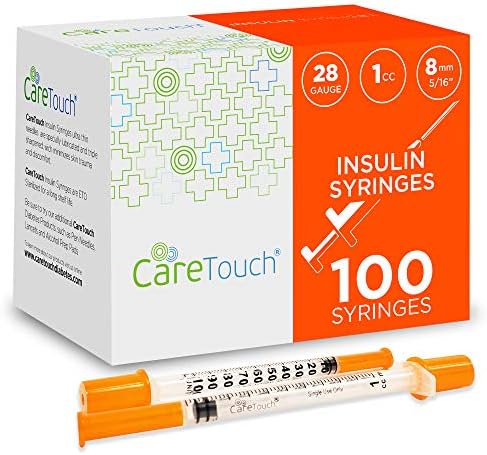 Care Touch Insulin Syringes - 28g 5/16" - 8 mm 1 cc (Pack of 100) (Package may Vary) Care Touch