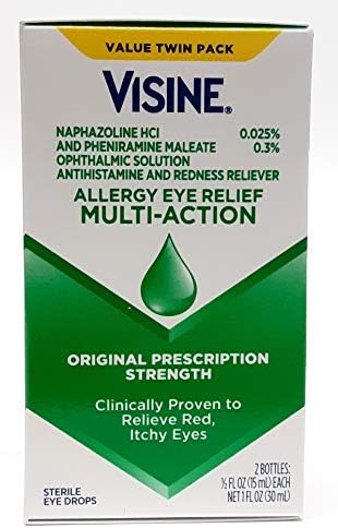 Visine Eye Multi-Action Eye Allergy Relief Drops (Капли) - 0.5 fl oz (Жидкие унции), Pack of 5 Visine