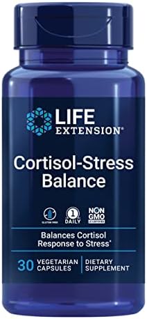 Life Extension Cortisol-Stress Balance, Relora® Magnolia bark, Green Tea, Lychee Extract, Manage Stress, Maintain Healthy cortisol Levels, Gluten Free, Non-GMO, Vegetarian, 1-Daily, 30 Capsules (Капсулы) Life Extension