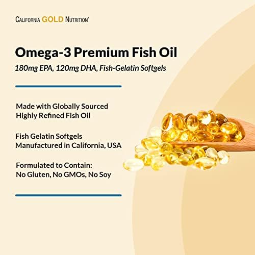 California Gold Nutrition Premium Fish Oil, Omega-3, 180 mg EPA, 120 mg DHA, Concentrated Triglyceride Form, 240 Fish Gelatin Softgels (Мягкие капсулы), 2 Pack California Gold Nutrition