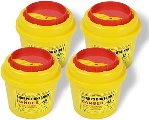 4-Pack Sharps Container（1/2 Quart),Small Sharp Needle Disposal Containers,Biohazard Medical Containers Sharps Box for Home and Travel Use NEEDJING