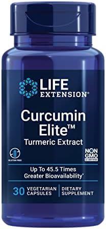 Life Extension Curcumin Elite Turmeric Extract – 270x Better Absorption Than Standard Curcumin, Support A Healthy Inflammatory Response, Gluten Free, Non-GMO, Vegetarian—30 Vegetarian Capsules (Вегетарианские капсулы) Life Extension