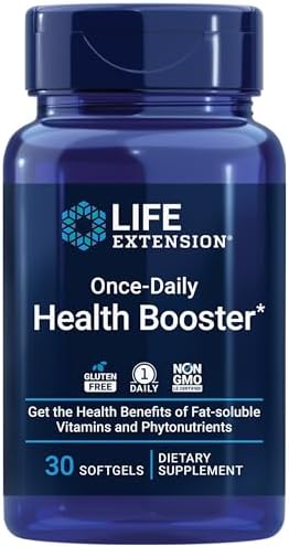 Life Extension Once-Daily Health Booster, Vitamins E, K1 & K2, phospholipids, Fat-Soluble nutrients for Eye Health, Bone Health, Heart Health, Gluten-Free, 1 Daily, Non-GMO, 30 softgels Life Extension