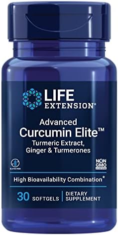 Life Extension Advanced Curcumin Elite Turmeric Extract, Ginger & Turmerones – For Healthy Inflammatory & Immune Response and Cardiovascualr & Brain Health – Gluten-Free, Non-GMO – 30 Softgels (Мягкие капсулы) Life Extension