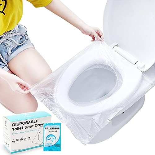 50 Pack Disposable Plastic Toilet Seat Cover Non Slip Individually Wrapped for Travel Perfect for Potty Training Ideal for Adults Kalkehay