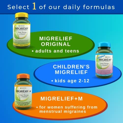 Children's MigreLief® - Triple Therapy with Puracol™ - Nutritional Support for Pediatric Migraine Sufferers - 60 Caplets/1 Month Supply MigreLief