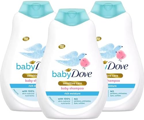 Шампунь для детей Baby Dove Rich Moisture, упаковка 3 шт., без слез, мягкая формула, легкий чистый аромат, гипоаллергенный, подходит для ежедневного использования для нормальной и сухой кожи, 400 мл каждый Baby Dove