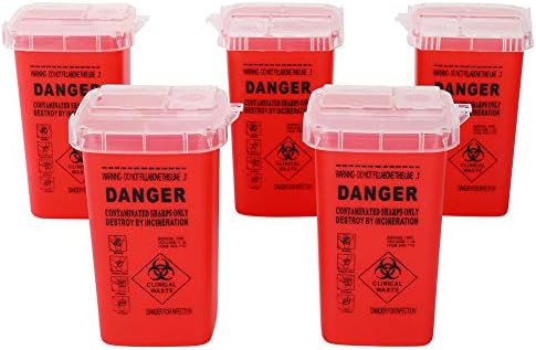 Sharps Disposal Container,5 Pack Needle Disposal Container 1 Quart Size New star tattoo