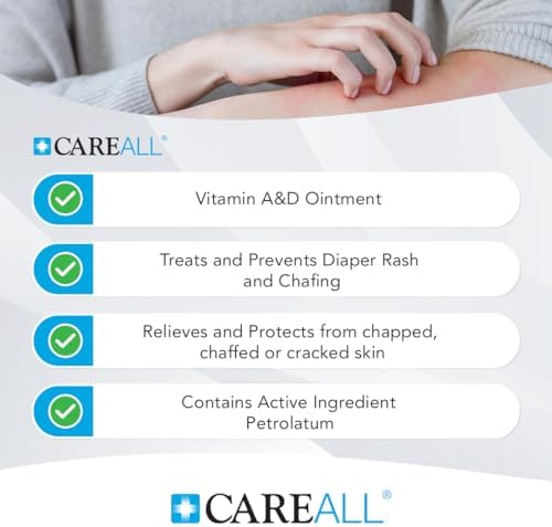 CareAll (6 Tubes) 4oz Vitamin A&D Ointment Treats and Prevents Diaper Rash, Seals out Wetness. Protects and Relieves Dry Cracked Skin, Minor Cuts, Scrapes and Burns CareAll