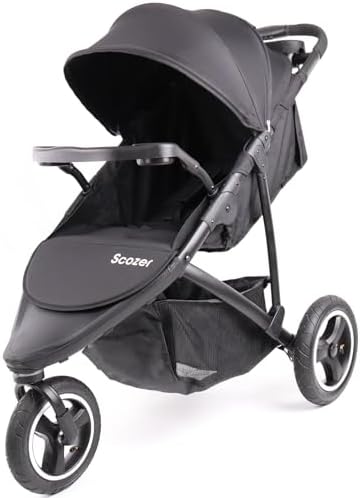 Jogger Stroller with Dining Plate and Cup Holder Big Storage Basket,Adjustable Awning, Variable Seat and Recliner Lightweight Baby Jogging Stroller,Black SCOZER