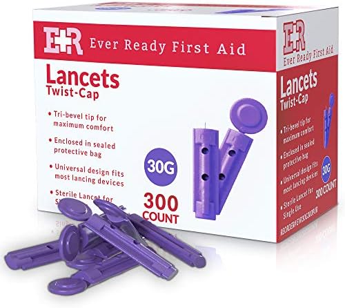 Ever Ready First Aid Sterile Twist-Cap Lancets 30G Purple - 300 Count Ever Ready First Aid