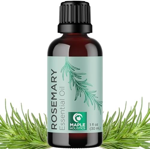 Pure Rosemary Essential Oil with Dropper - Undiluted Rosemary Oil for Hair Skin and Nails and Refreshing Aromatherapy Oil for Diffusers - Rosemary Essential Oil for Cleansing Dry Scalp Care 4oz Maple Holistics