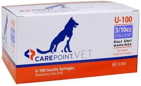 CarePoint Vet U-100 Insulin Syringe 3/10cc, 31G x 5/16", 100/Box 12-7653 Allison Medical