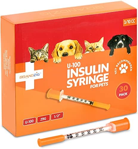 Brandzig U-100 Pet Insulin Syringes 29G 3/10cc, 1/2" 30-Pack BRANDZIG