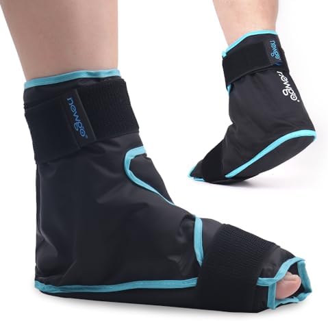 NEWGO Ice Pack Foot Ice Pack Wrap for Plantar Fasciitis, Edema, Achilles Tendonitis Relief, Gel (Гель) Foot Cold Pack Hot Cold Therapy Ice Boot for Foot and Ankle Swelling, Sprained Ankles Heels - Black Newgo