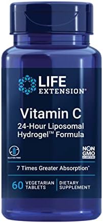 Life Extension Vitamin C 24-Hour Liposomal Hydrogel Formula – Liposomal Vitamin C Supplement for Immune & Skin Health with Calcium - Vegetarian, Gluten-Free, Non-GMO – 60 Tablets (Таблетки) Life Extension