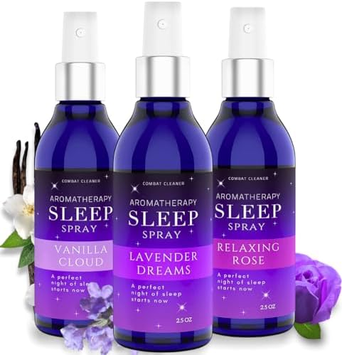 Pillow Sleep Spray Mist for Deep Sleep | Help Stress & Anxiety Relief Aid | (Pack of 3) Calming Lavender, Vanilla, Rose Mist | by Combat Cleaner Combat Cleaner