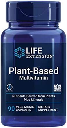 Life Extension Plant-Based Multivitamin – Plant Derived Vitamins and Minerals Supplement for General Health - Nutrients from Fruits & Veggies - Gluten-Free, Non-GMO, Vegetarian – 90 Capsules (Капсулы) Life Extension